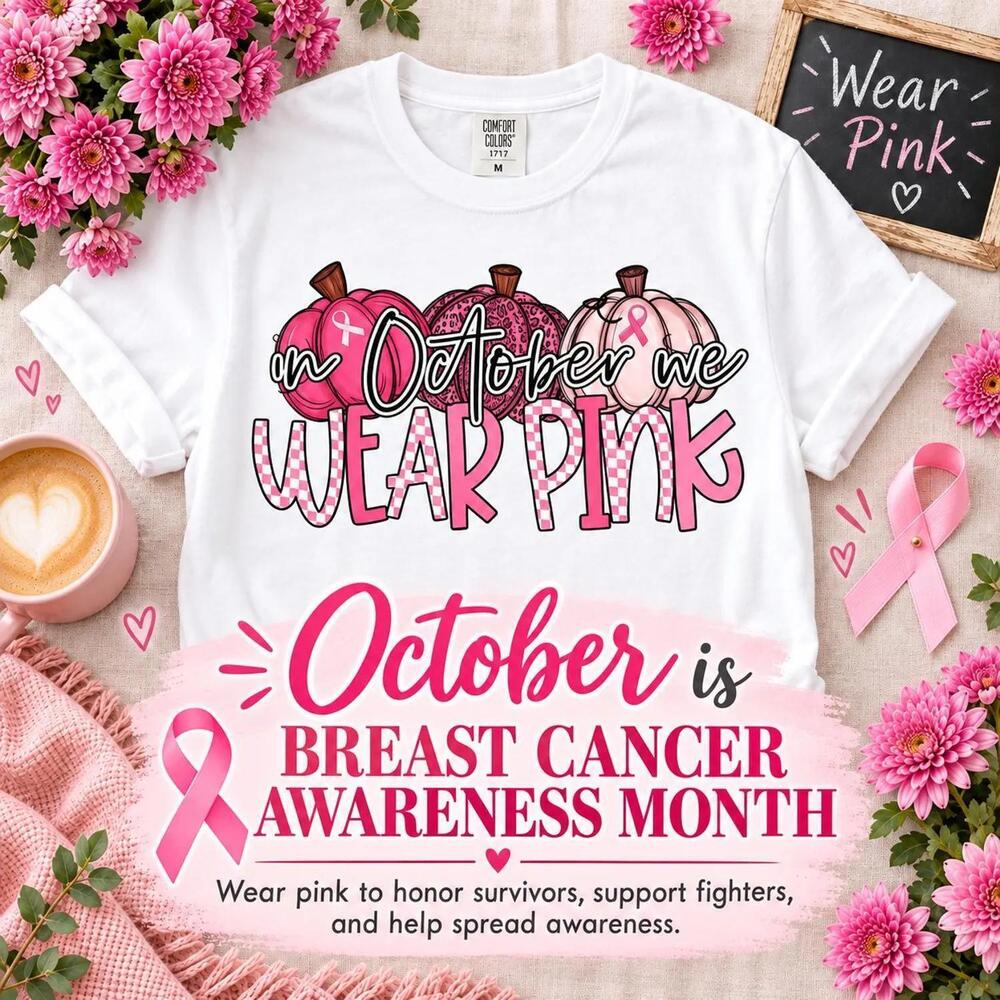 Awareness Shirt, In October We Wear , Ribbon Pumpkin Tee